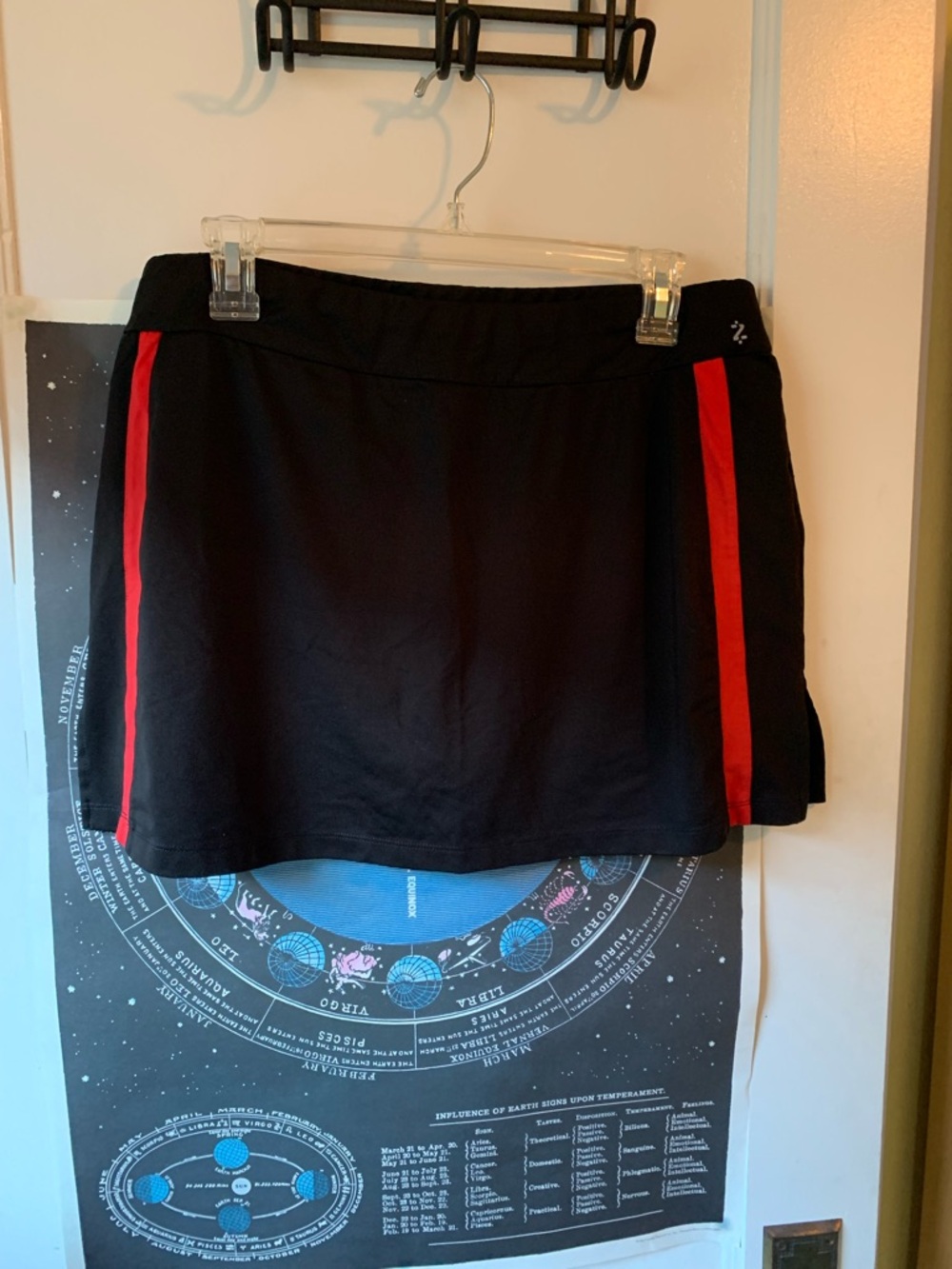 Izod Black Sport Skort with Red Side  Panels, L